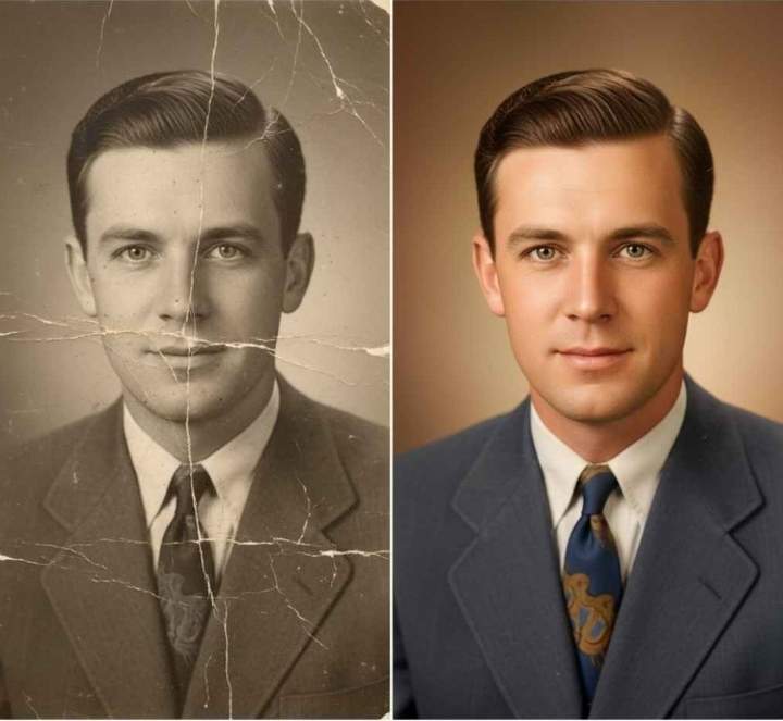 restore before and after photo of a man