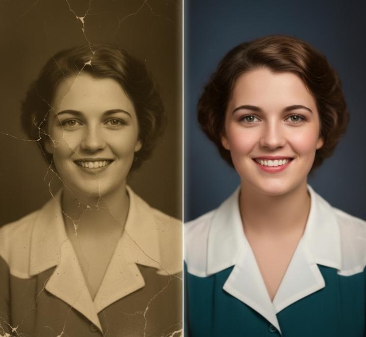 restore before and after photo of a woman